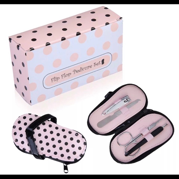 Polka dot nail set kit cute nail clipper polka dot pouch pink scissor travel - Picture 4 of 5